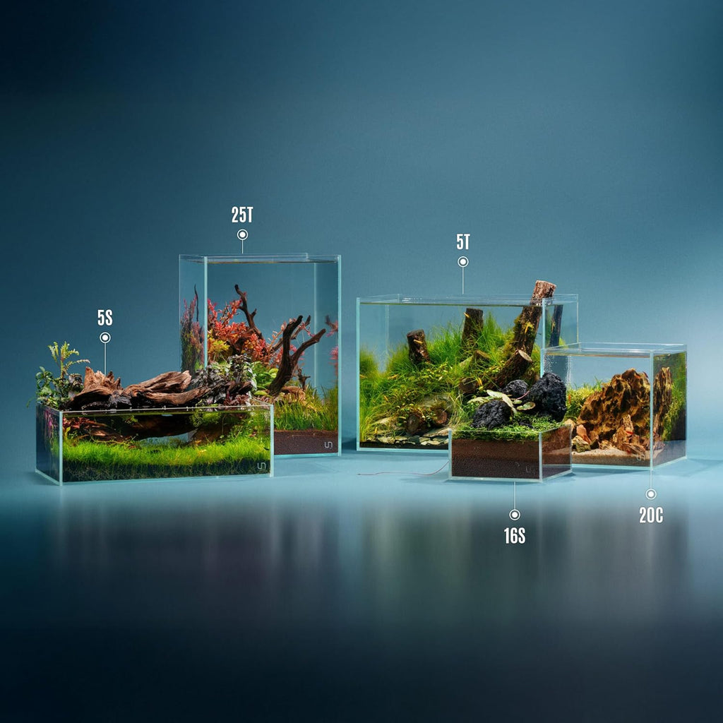 UNS Ultra Clear Rimless Tank - 0.5GAL | 2L - 6.29x6.29x3.14 | 16x16x8 CM, 5mm Glass Thickness, Leveling Mat Included - Low Iron, High Clarity Fish Tank w/ 45° Mitered Edge - [16S]