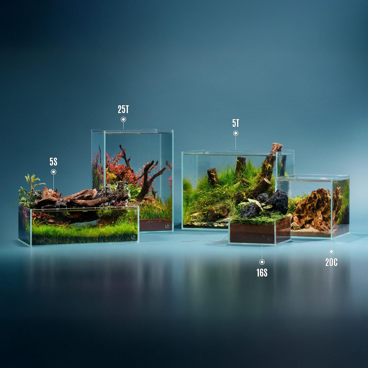 UNS Ultra Clear Rimless Tank - 0.5GAL | 2L - 6.29x6.29x3.14 | 16x16x8 CM, 5mm Glass Thickness, Leveling Mat Included - Low Iron, High Clarity Fish Tank w/ 45° Mitered Edge - [16S]