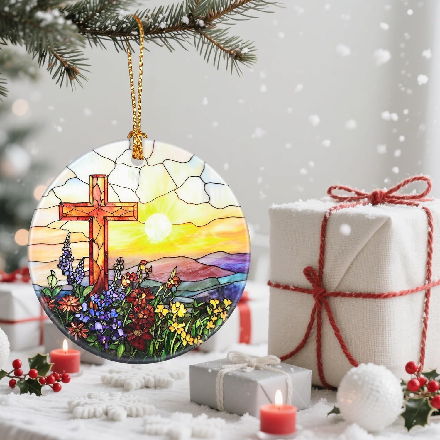 Religious Christmas Ornament, Christmas Tree Ornaments, Keepsake Ornaments, Holiday Decor, Cross Gift, Christian Gift, Religious Gifts, Holiday or Xmas Gifts