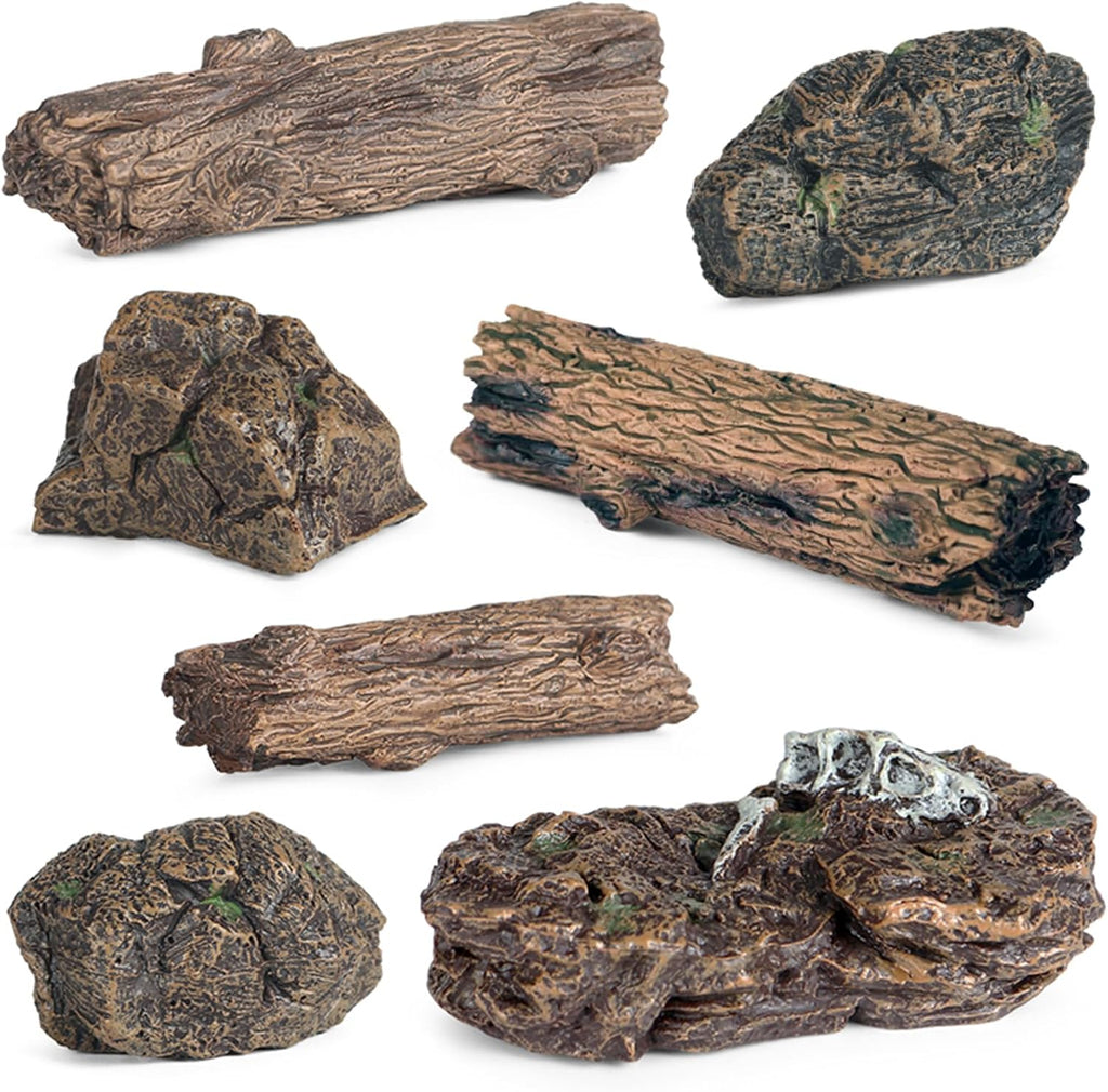 EOIVSH 7pcs Diorama Supplies Fake Rocks, Artificial Garden Figurines Tree Stump, Scene Accessories Stone Stumps Statue Ornaments for Micro Train Railway Sand Table Landscape