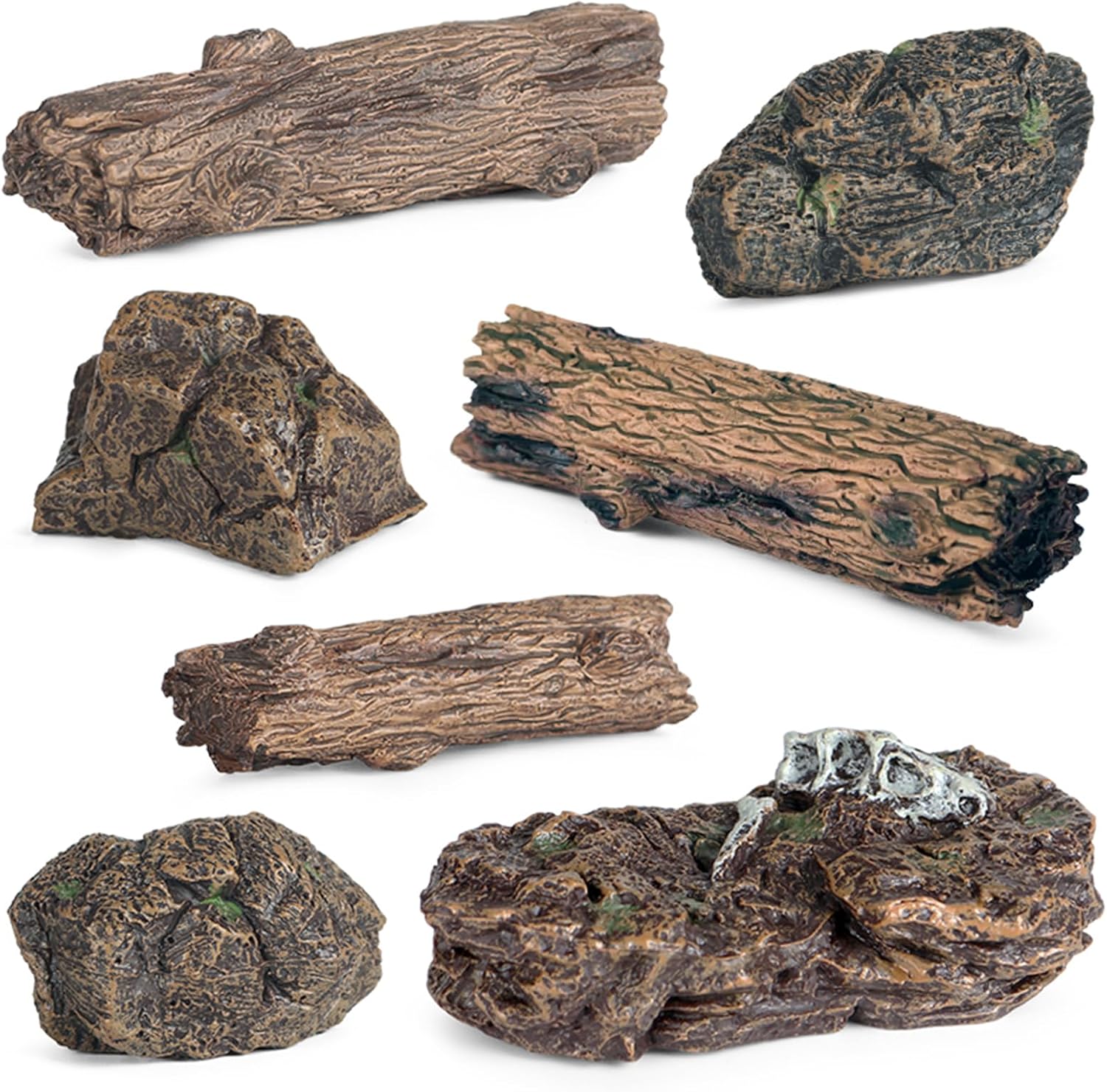 EOIVSH 7pcs Diorama Supplies Fake Rocks, Artificial Garden Figurines Tree Stump, Scene Accessories Stone Stumps Statue Ornaments for Micro Train Railway Sand Table Landscape