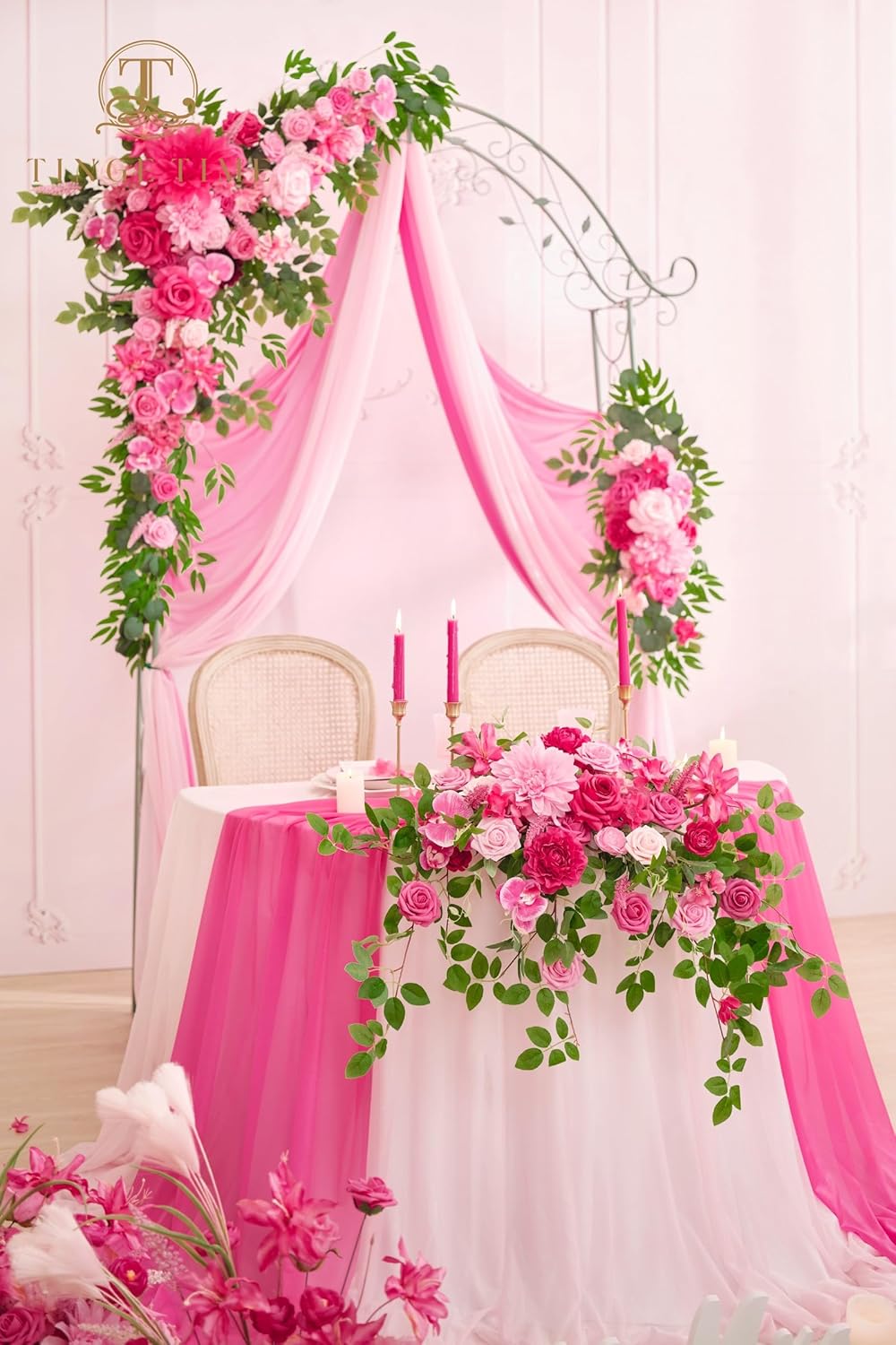 TINGE TIME Artificial Arch Flowers Kit Pack of 5, Wedding Decorations for Reception with Hanging Flowers, Wedding Arch Silk Floral Arrangements Ceremony Backdrop Bridal Shower Outdoor Party Decor
