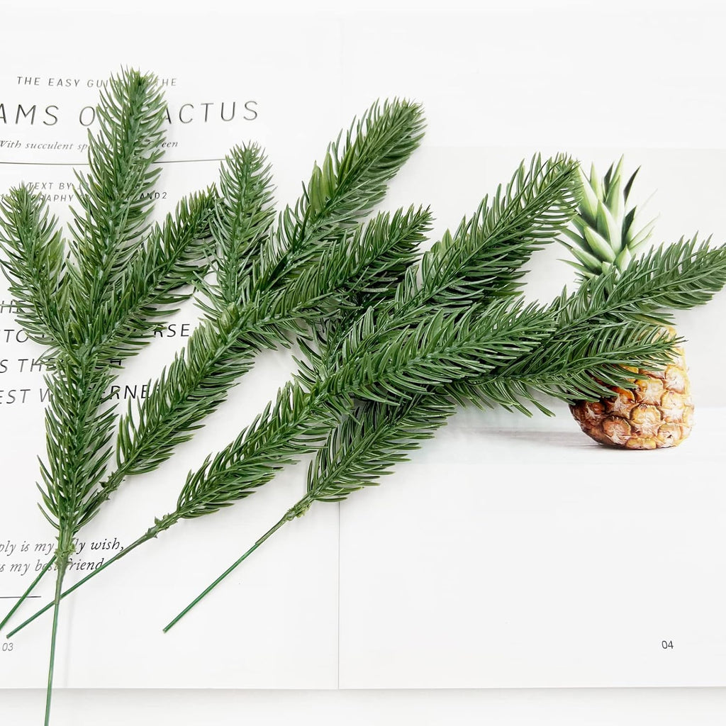 Hananona 100 Pcs Artificial Pine Branches Green Plants Pine Needles DIY Accessories for Garland Wreath Christmas and Home Garden Decor (100, Green)