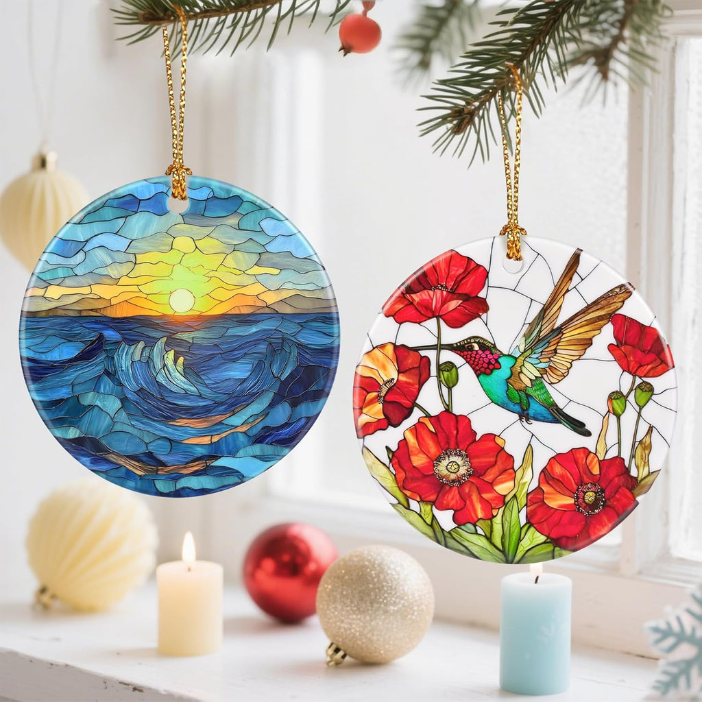 Beach Sunrise-Themed Christmas Tree Decorations, Christmas Ornaments, Keepsake Ornaments, Holiday Decor, Xmas Gifts, Gifts for Sunrise Lovers & Nature Lovers