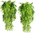 RECUTMS 4 Pack Artificial Plants Artificial Hanging Plants Faux Eucalyptus Leaf Greenery Fake Hanging Eucalyptus Plant for Wall House Room Patio Indoor Outdoor Home Shelf Office Decor (Yellow)