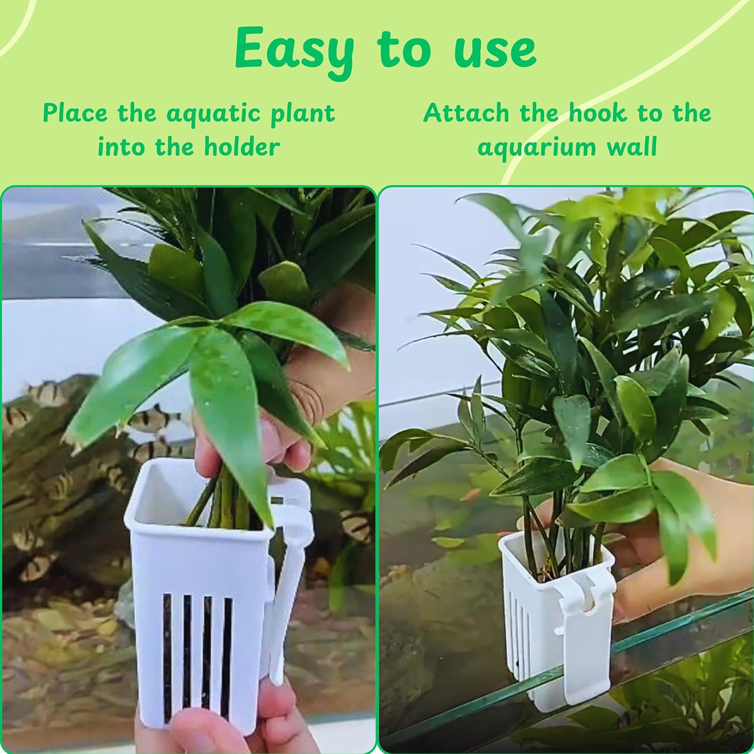 2pcs Aquarium Plant Holder, Fish Tank Plant Holders, Hanging Aquatic Planted Pot Planter Pot, Aquatic Tanks Grass Holders Hydroponic Plants Cups, Aquaponic Basket, Fish Tank Decorations (Basket White)