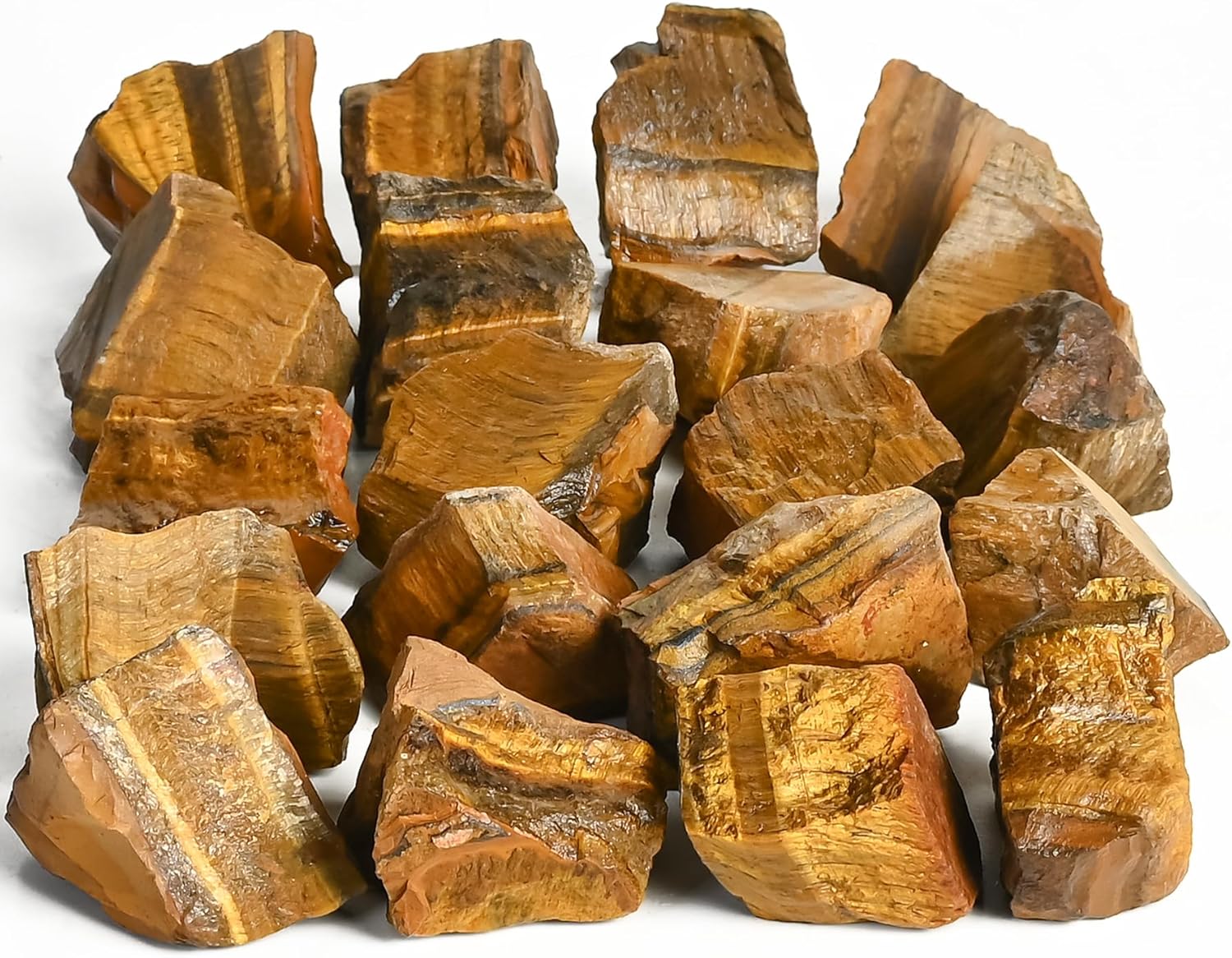 Crocon 2LB Tiger Eye Bulk Raw Rough Rock Natural Stones Tumbling Cabbing for Chakra Stone Balancing Reiki Healing Good Luck Spiritual Meditation Home Interior Office Décor
