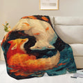 Fox Throw Blanket Orange and White Fox Stuff Gifts for Kids Girls Boys Adults Women Men Soft Cozy Warm Plush Fluffy Fuzzy Fleece Blanket Decor 50''X60''
