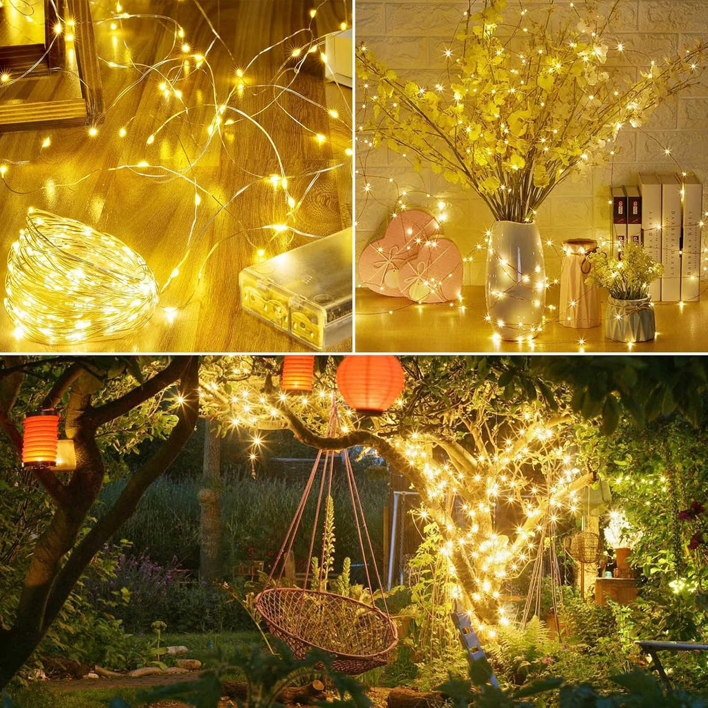 4 Pack Cuttable Fairy Lights Battery Operated, Waterproof 20FT 60LED Twinkle Lights with Timer Indoor Outdoor, Fairy Battery String Light for Bedroom, Classroom, Wedding, Christmas Décor(Warm White)