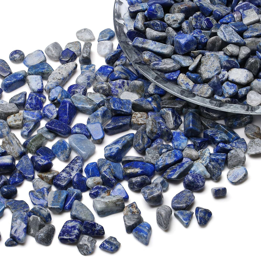 LAIDANLA Lapis Lazuli 1lb Crystal Polished Tumbled Stones Irregular Shaped Crystal Chips Bulk Natural Gemstone Aquarium Gravel Rocks Vase Filler Fish Tank Gravel Home Decoration