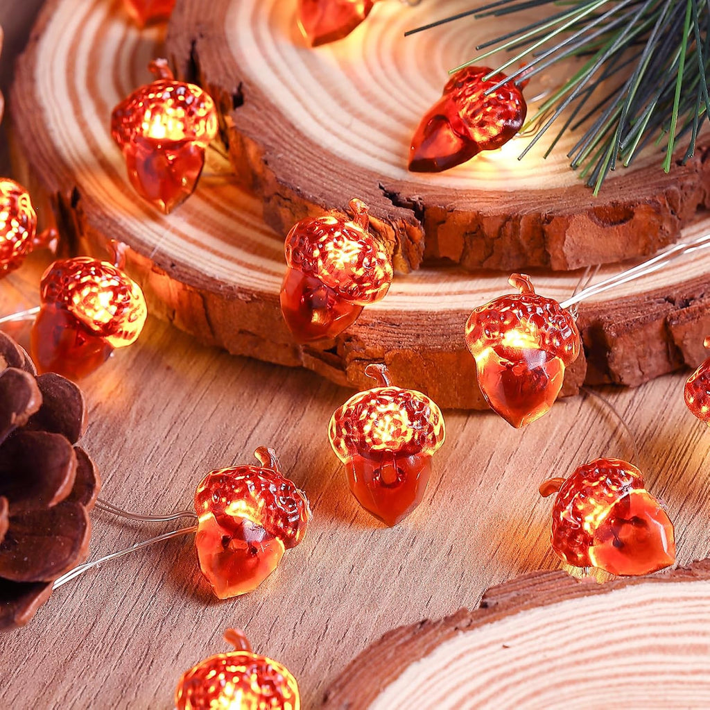 Thanksgiving Lights Fall Decorations Acorn Lights 30 LEDs 10ft Battery Powered, Fall Decor for Fireplace Farmhouse Autumn Tree Ornaments Home Decor