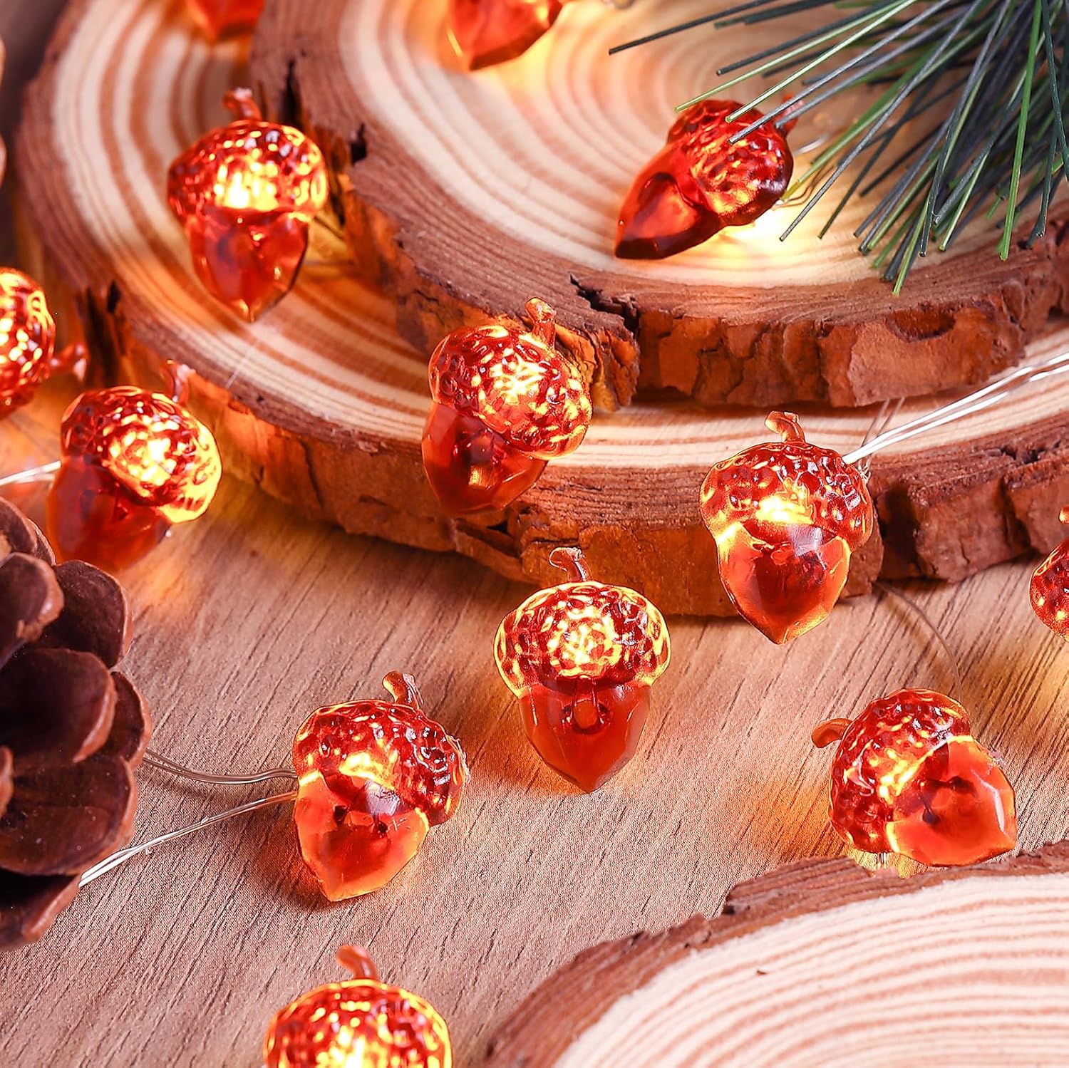 Thanksgiving Lights Fall Decorations Acorn Lights 30 LEDs 10ft Battery Powered, Fall Decor for Fireplace Farmhouse Autumn Tree Ornaments Home Decor