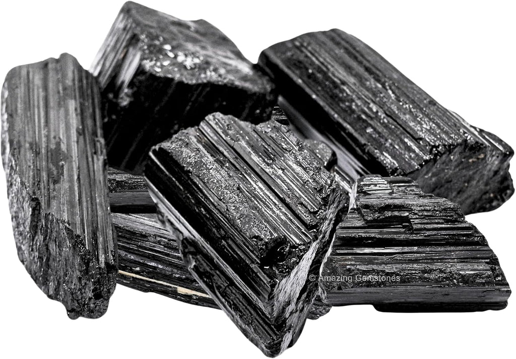 Amazing Gemstone Black Tourmaline Raw Crystals and Healing Stones, Natural Rocks for Tumbling and DIY Raw Stones and Crystals (1 lb)