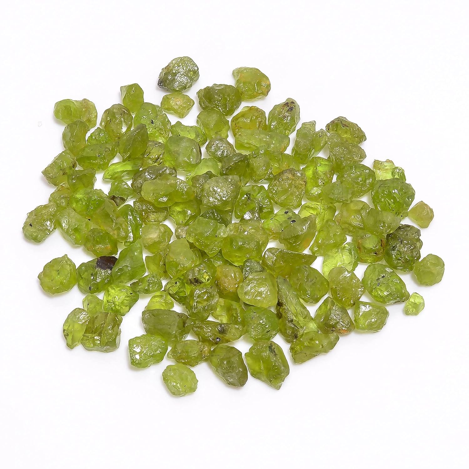 GEMKORA™ 100 carats Raw Green Peridot Crystals, Wholesale Lot, Natural Gemstone, Rough Crystals, Rock Stones, Jewelry Making Supplies, DIY & Crafts, August Birthstone, 5 to 8 mm