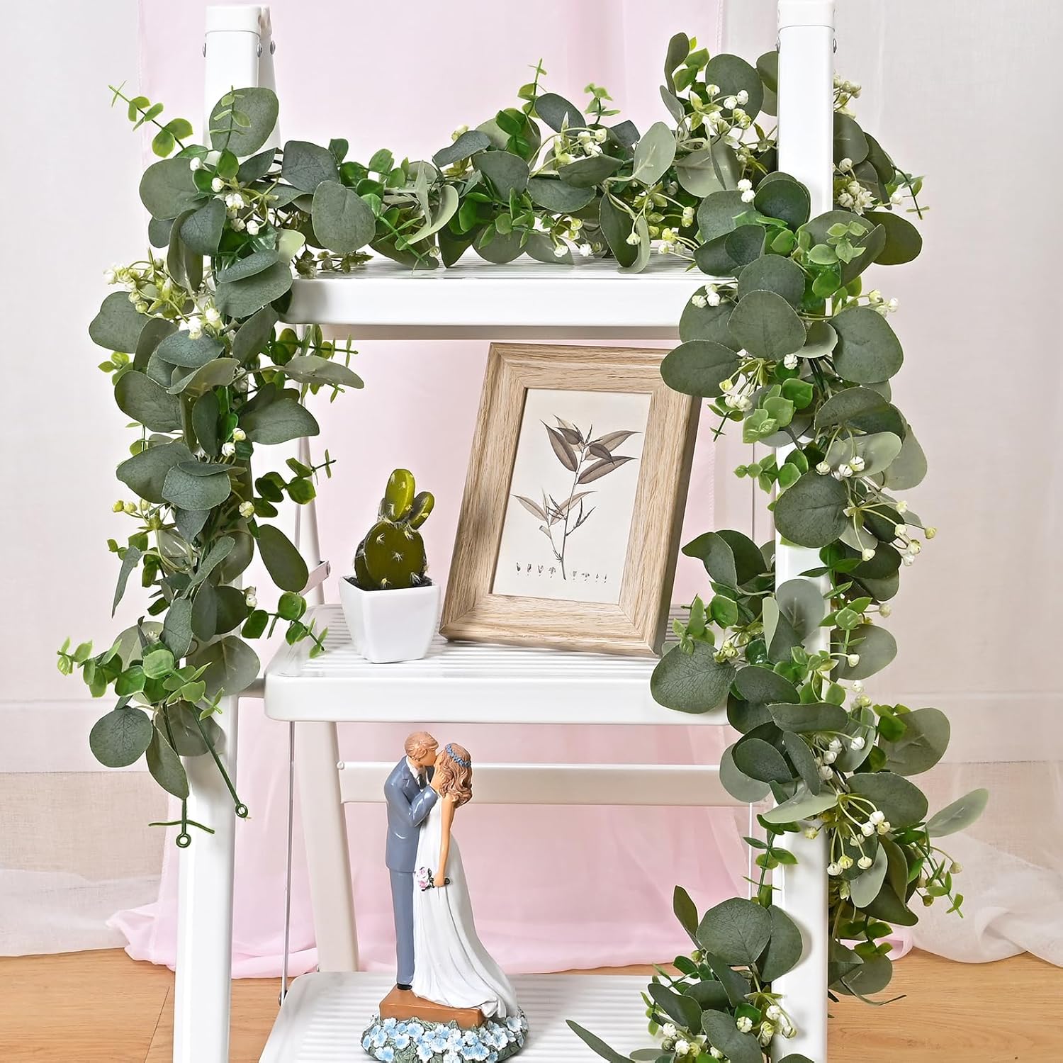 Dolicer 4 Packs 6FT Artificial Eucalyptus Garland, Faux Greenery Garland Fake Vines Hanging Silver Dollar Eucalyptus Leaves for Wedding Backdrop Arch Table Wall Party Home Decor
