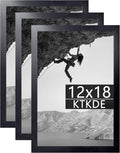 KTKDE 12x18 Picture Frame Black Wooden 3 Pack,Poster Frame with Polished Plexiglass, Studio Gallery Wall Hanging Posters & Best gift