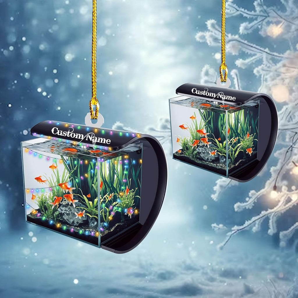 Personalized Aquarium Christmas Ornament, Fish Christmas Ornament, Gift for Fish Lover, Custom Aquarium Christmas Tree Keepsake, Kids First Gift Ideas, Pet Kids Ornament (AFT7)