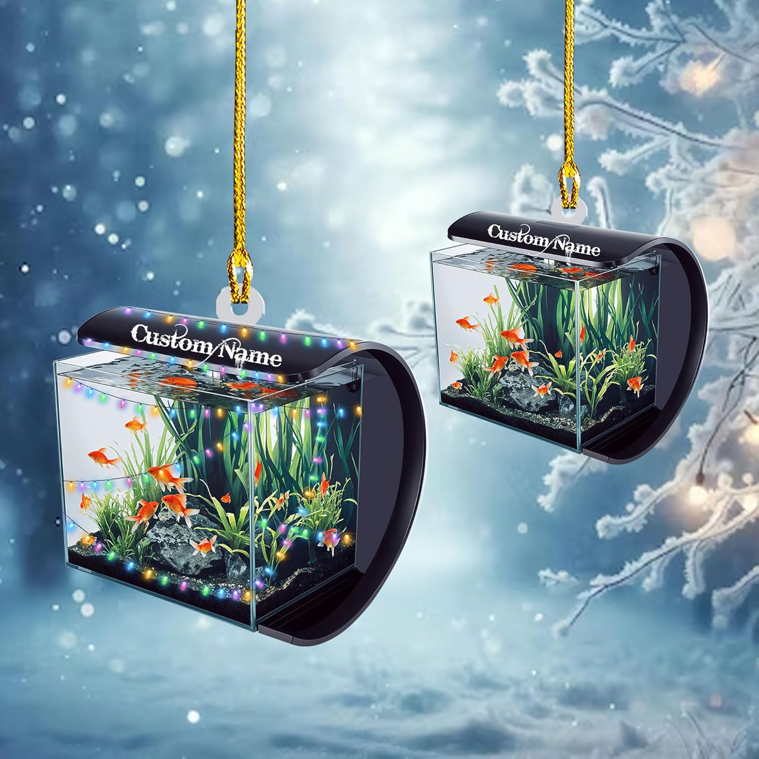 Personalized Aquarium Christmas Ornament, Fish Christmas Ornament, Gift for Fish Lover, Custom Aquarium Christmas Tree Keepsake, Kids First Gift Ideas, Pet Kids Ornament (AFT7)