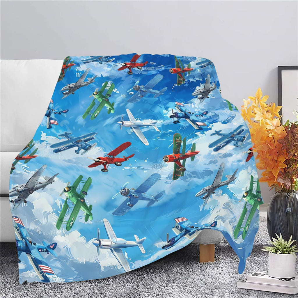 Airplane Blanket Cute Aircraft Plane Throw Blanket Gifts for Girls Women Kids Boys Adults Men Super Soft Cozy Plush Fluffy Fuzzy Fleece Blanket Home Decor 40''X50''