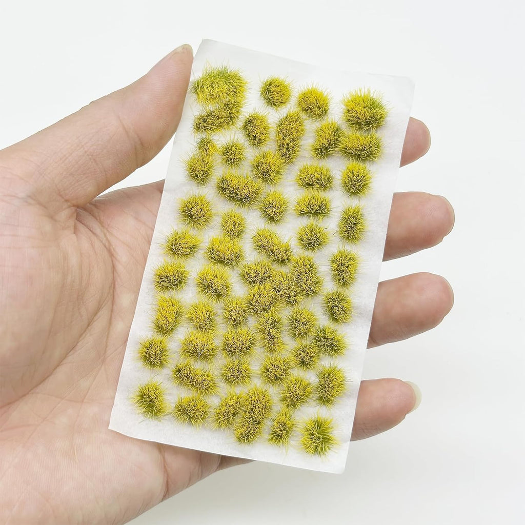 Woohome 78 PCS Model Grass Tufts 2 Size Static Grass Tuft Yellow Miniature Grass Tuft Railway Artificial Grass Terrain Kit for DIY Model Railway Fairy Garden Diorama Scenery