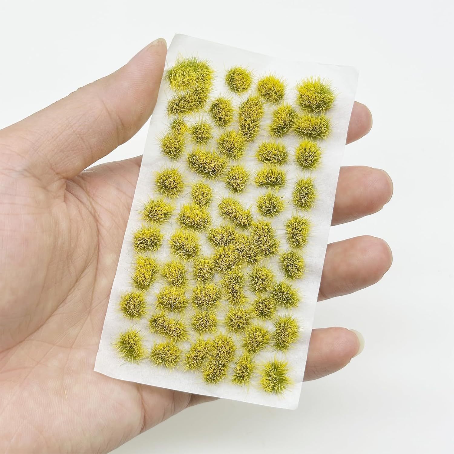 Woohome 78 PCS Model Grass Tufts 2 Size Static Grass Tuft Yellow Miniature Grass Tuft Railway Artificial Grass Terrain Kit for DIY Model Railway Fairy Garden Diorama Scenery