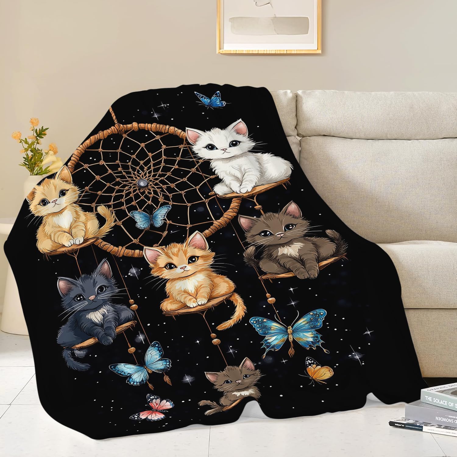 Cat Blanket Cute Cartoon Cat Throw Blanket Gifts for Girls Women Adults Men Kids Boys Super Soft Cozy Plush Fluffy Fuzzy Fleece Blanket Home Decor 40''X50''