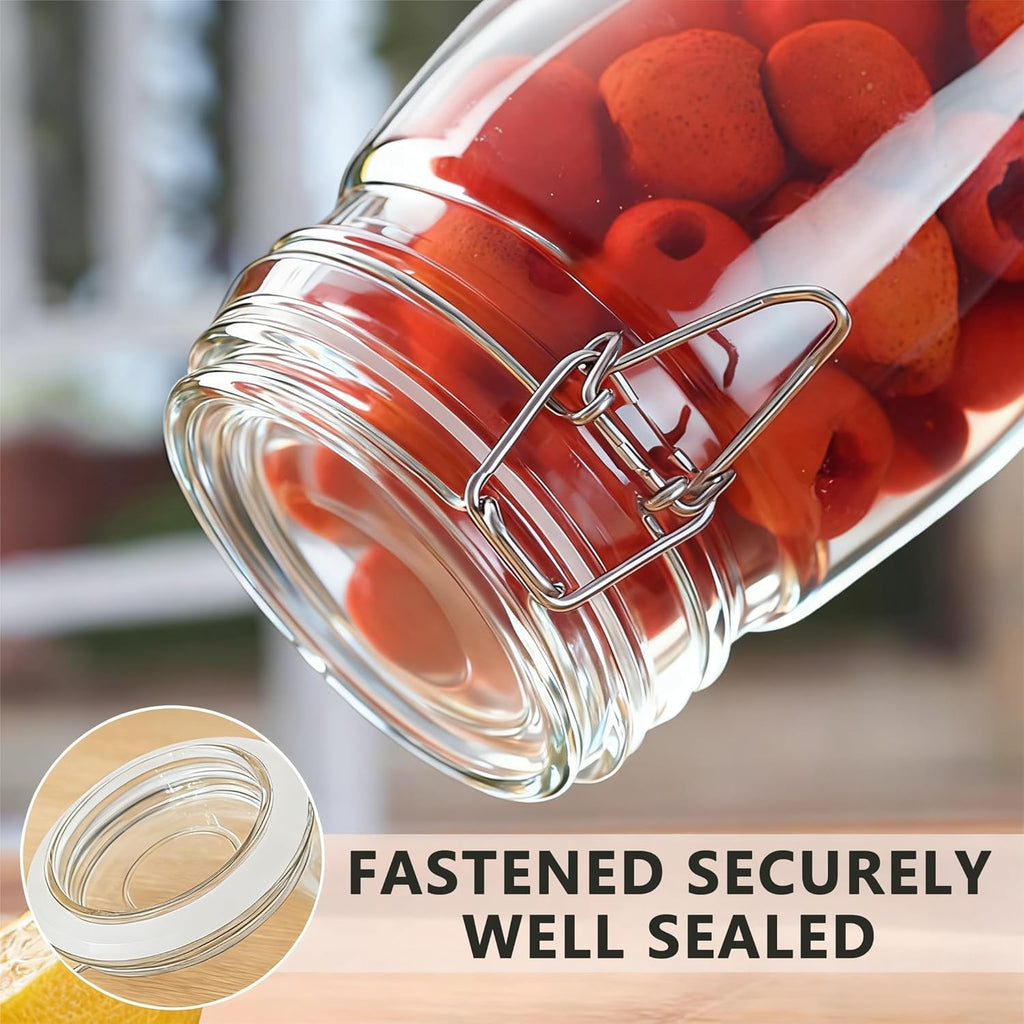 1PCS Glass Jars with Airtight Lid, 34 OZ Mason Jars Wide Mouth, Glass Pickling Jars for Canning & Fermenting, Mason Storage Container for Coffee, Flour, Sugar, Pasta