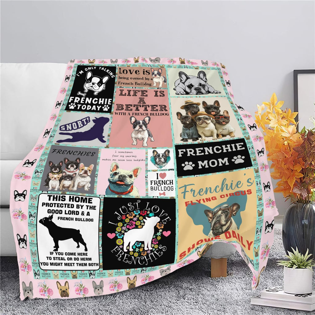 Boston Terrier Throw Blanket French Bulldog Frenchie Puppy Stuff Gifts for Dog Lover Kids Girls Boys Adults Women Men Soft Cozy Warm Plush Fluffy Fuzzy Fleece Blanket Decor 50''X60''