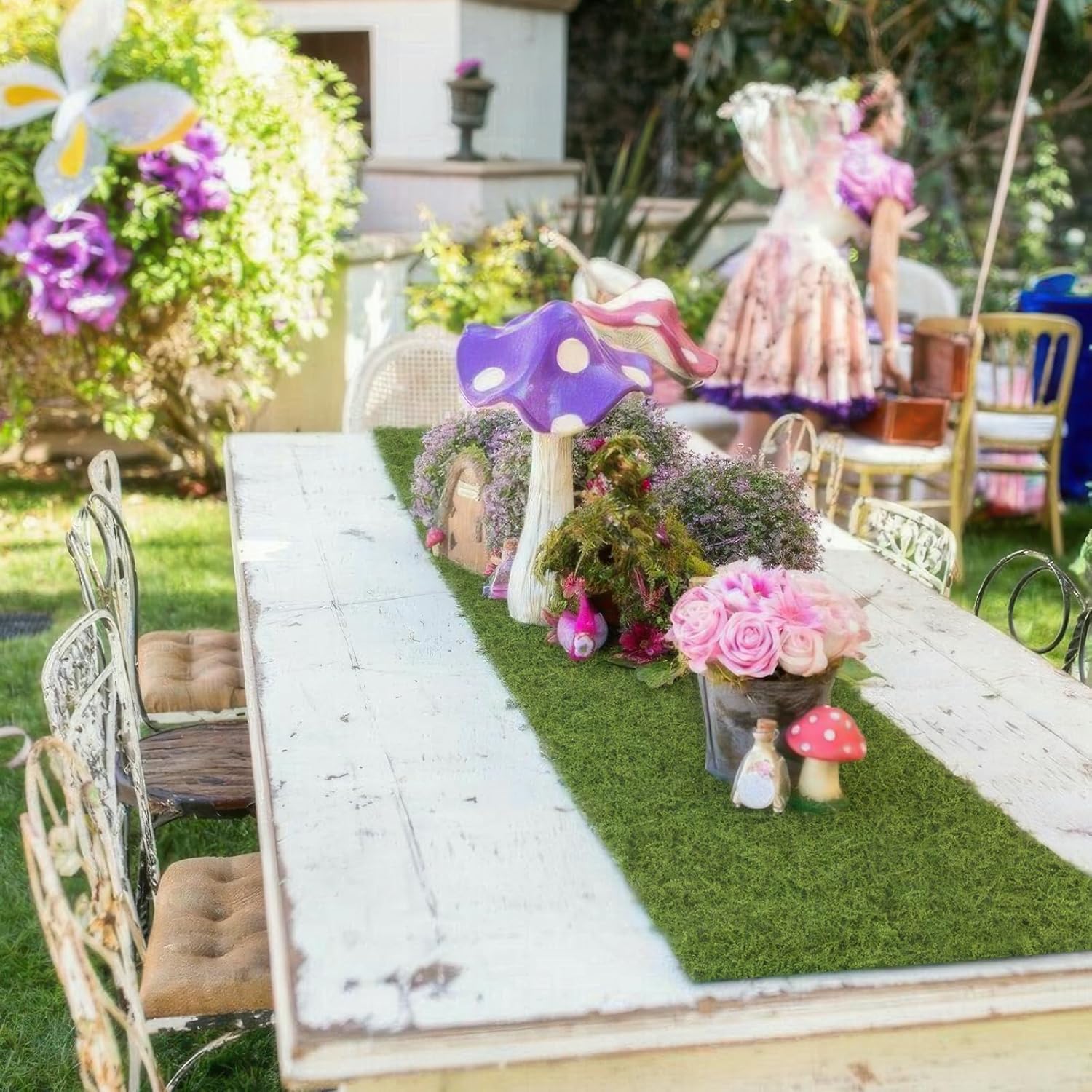 Fake Moss Rolls for Crafts Table Runner Party Centerpieces Decoration 16" x 118" Artificial Moss for Plants Indoor Green Faux Grass for Planters DIY Fairy Garden Floral Wedding 40 x 300cm