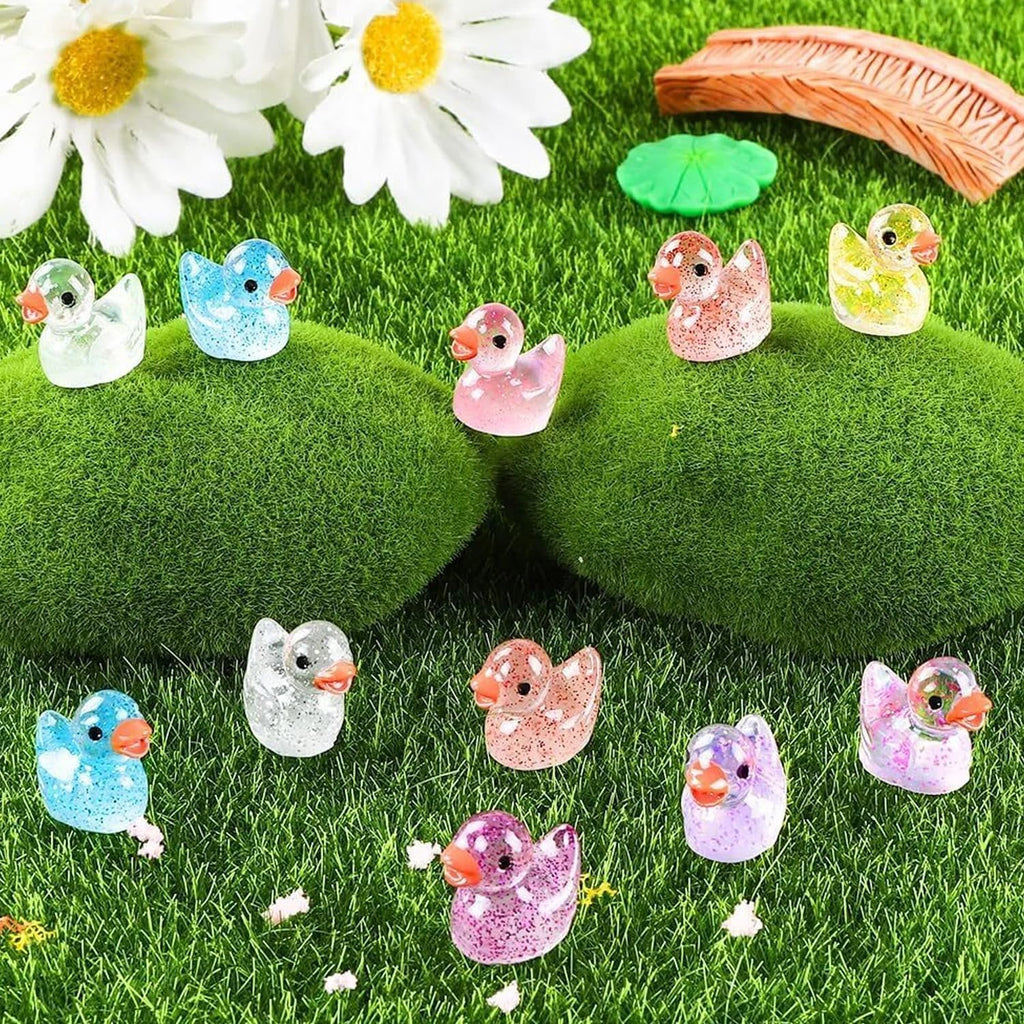 80 Pcs Mini Resin Ducks,10 Colors Sequin Miniature Ducks for DIY Projects Garden Dollhouse Aquarium Home Birthday Craft Party