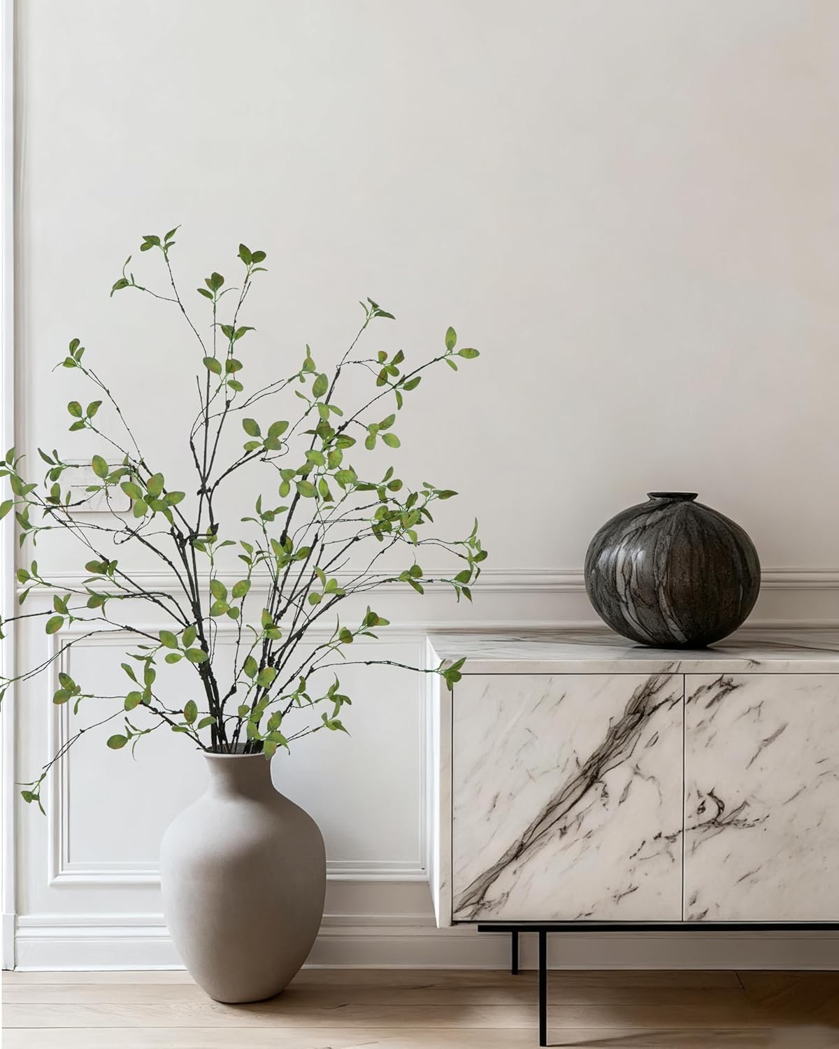 DuHouse 47" 5Pcs Artificial Ficus Branches Fake Greenery Stems Faux Ficus Twig Plants for Home Office Table Vase Filler Decoration