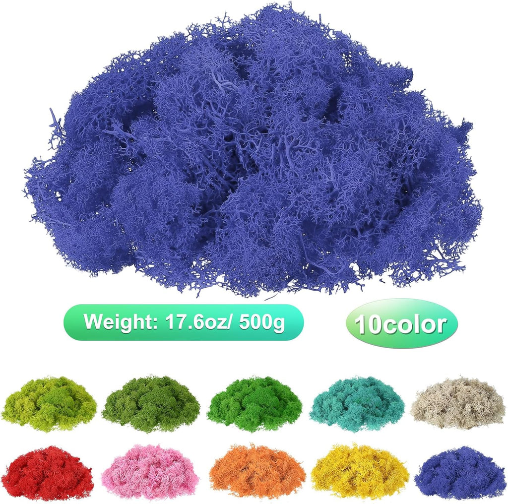 uxcell Preserved Reindeer Moss, 17.6oz Fake Moss for Crafts Artificial Dried Moss for Decoration Terrariums Potted Plants, Purple