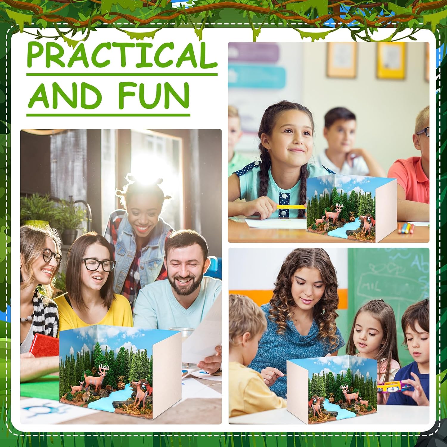 Forest Diorama Kit Project Supplies Include Woodland Animals Figures Deer Figures Artificial Model Tree Fake Rocks Moss with Gift Box for Gifts Birthday Christmas Party Favors