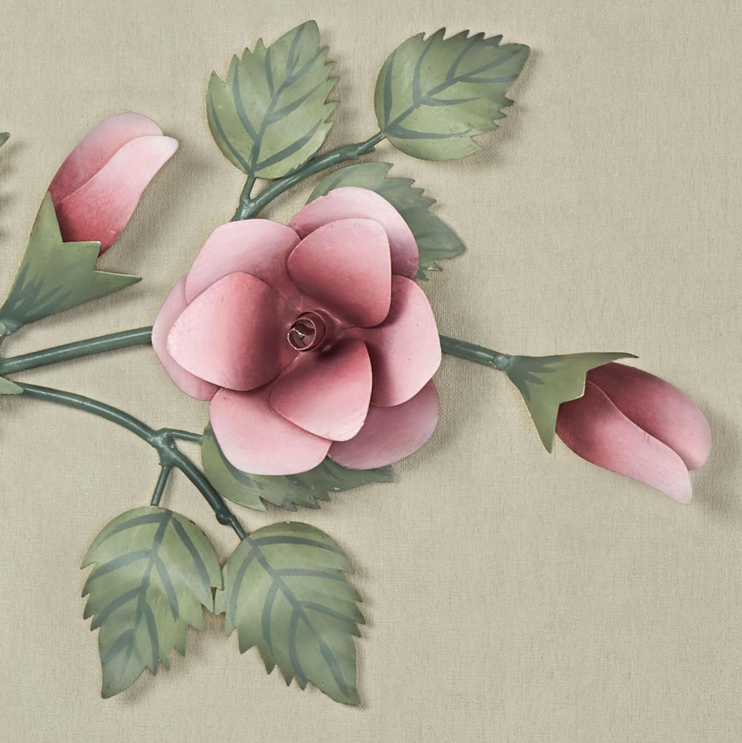 Touch of Class Rose Swag Pink Floral Wall Topper | Handcrafted Handpainted Metal Wall Art | Roses Floral Leaves | Indoor or Covered Outdoors Porch or Patio | Doorways Entryway Hallway