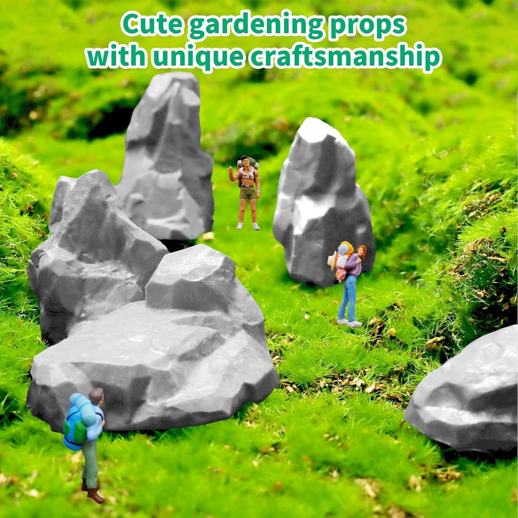 Warmtree 10 Pcs Diorama Rocks Fake Rock Miniature Stone Rock Statue for Diorama Supplies Micro Train Landscape Railway Sand Table Miniature Models Fairy Garden Accessories (Grey)