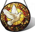 Stained Glass Window Hanging, Flying White Dove Sun Catchers Diamond Glass Panel Hangings Cute Birds Suncatcher Decor for Birthday for Women, Men, Wife, Aunt, and Mom 6.3 in