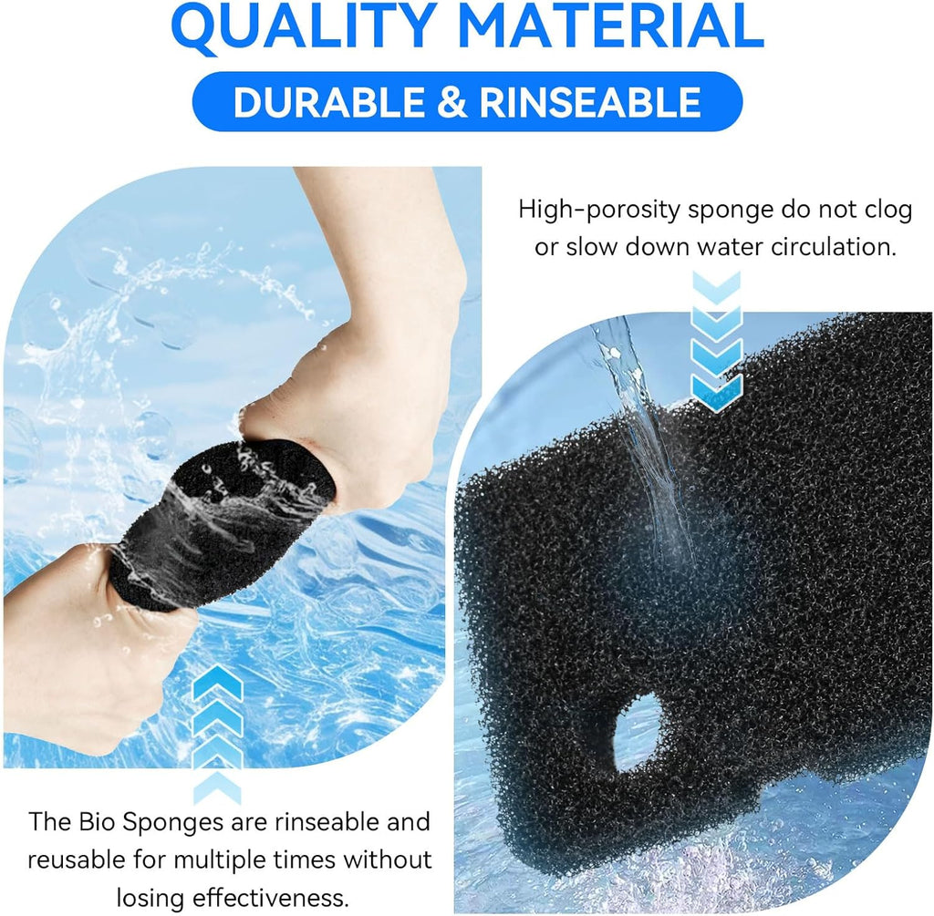 Canister Filter Media Replacement for Penn Plax Cascade 1200/1500 CCF4UL/CCF5UL Replacement Canisters Filters Bio Sponges for Aquariums Fish Tank Turtle Tank Filter Parts 2-Pack Black