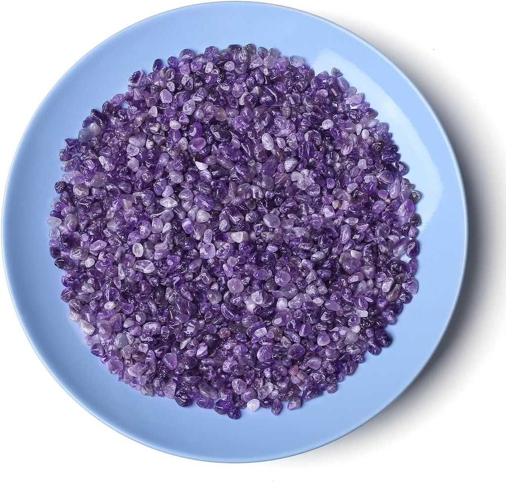 LAIDANLA Amethyst Crushed Stone Crystal Chips Bulk Natural Gemstones Healing Reiki Crystals Mini Quartz Vase Filler Aquarium Gravel 100g