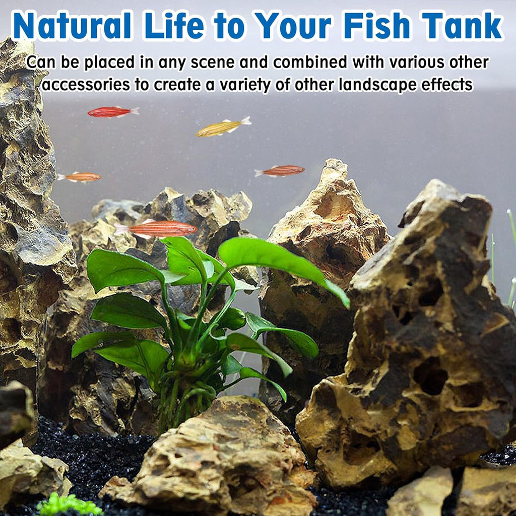 Hamiledyi 10 PCS Natural Aquarium Rocks 2" to 5" Dragon Stone Aquarium Decor Rocks Aquascape Rocks Landscaping Model for Fish Tank Terrariums Vivariums
