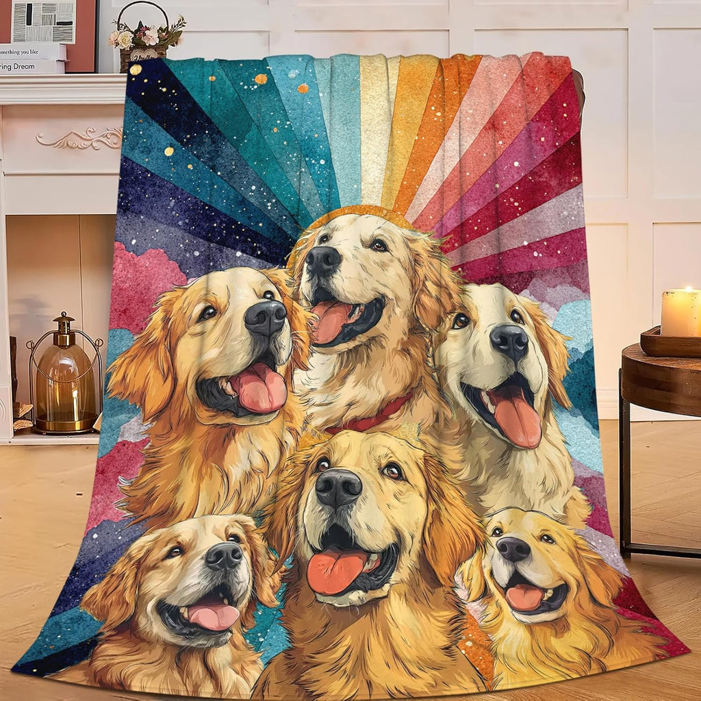 Golden Retriever Throw Blanket Golden Retriever Puppy Stuff Gifts for Dog Lover Kids Girls Boys Adults Women Men Soft Cozy Warm Plush Fluffy Fuzzy Fleece Blanket Decor 60''X80''