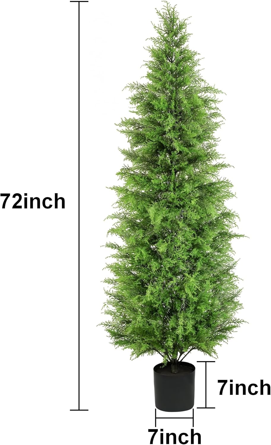 72 in Artificial Cedar Tree One Set, 6FT SEVENLOVE Potted Cedar Tree Topiary Artificial Plant Shrub for Front Porch Home Office Decor (1 6FT)