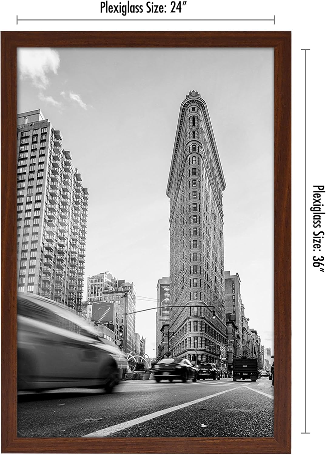 Americanflat 24x36 Poster Frame with Polished Plexiglass - Wide Picture Frames Made of Engineered Wood for Vertical or Horizontal Wall Display - Epic Collection - Mahogany