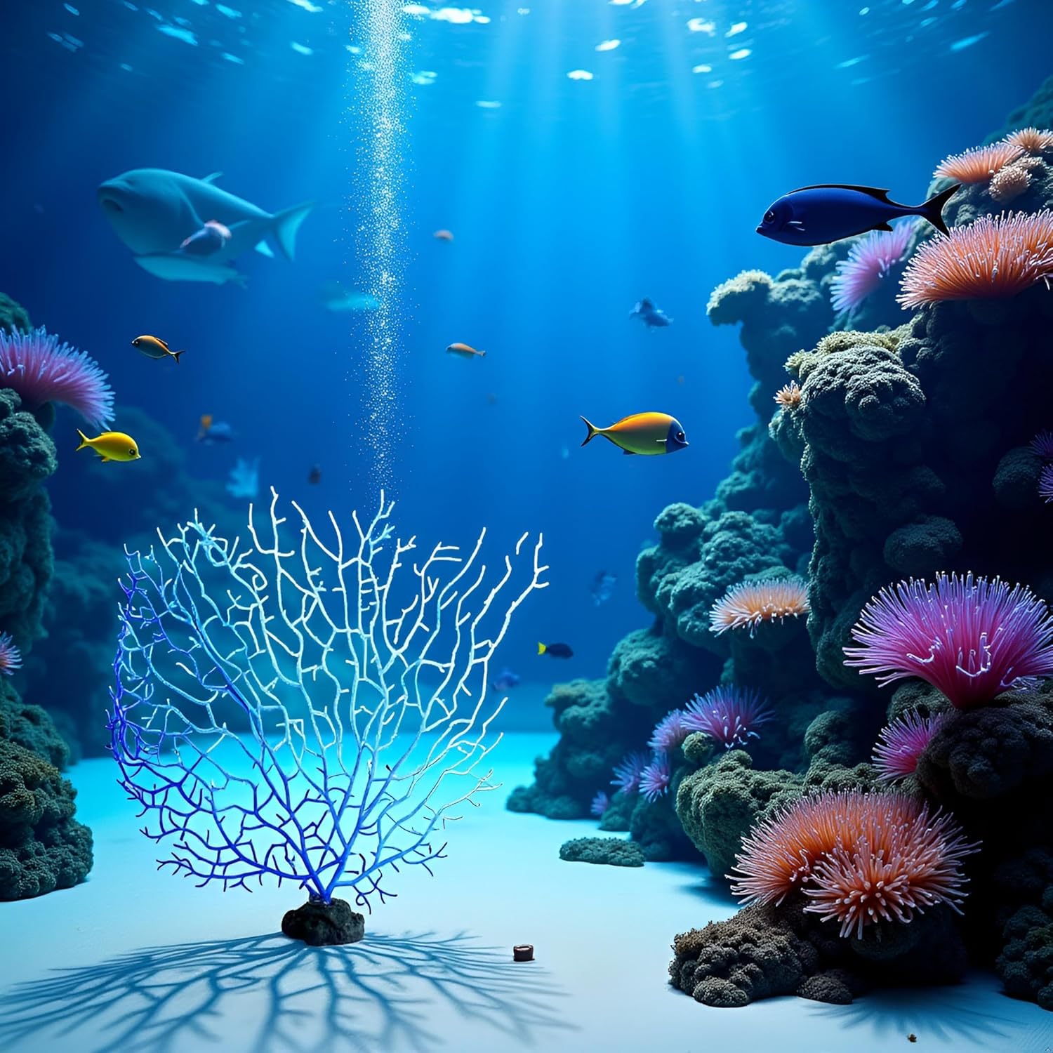 Blue Artificial Coral Branch Faux Aquariums Ornament Fish Tanks Landscape Sea Fan Decorations Artificial Coral Branch Aquarium Décor