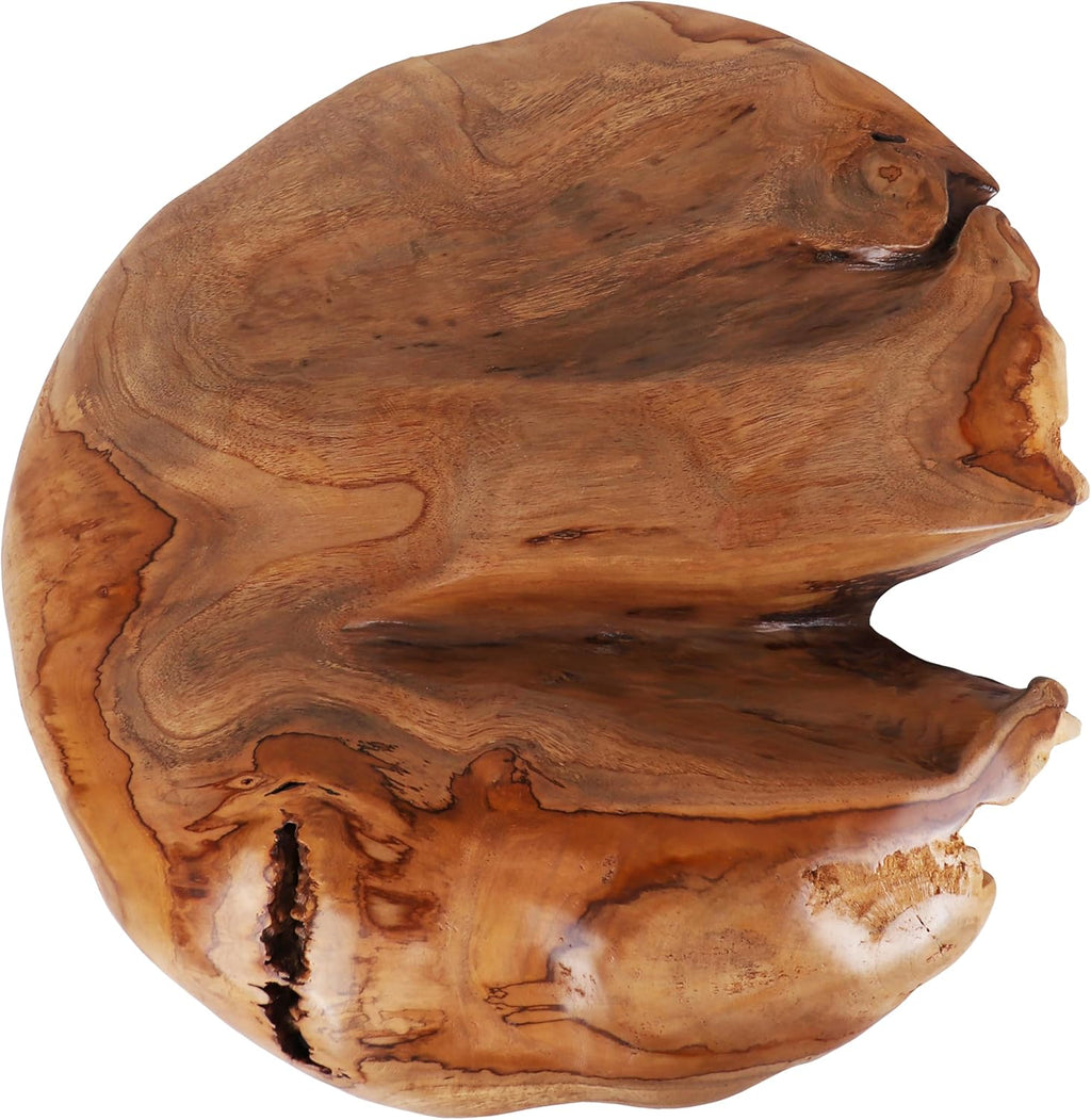 Handcrafted Teak Mushroom Decor – Solid Indonesian Teak Wood Sculpture – Organic Modern Accent for Shelf, Table, or Garden – Natural Rustic Decor (12 Inch)
