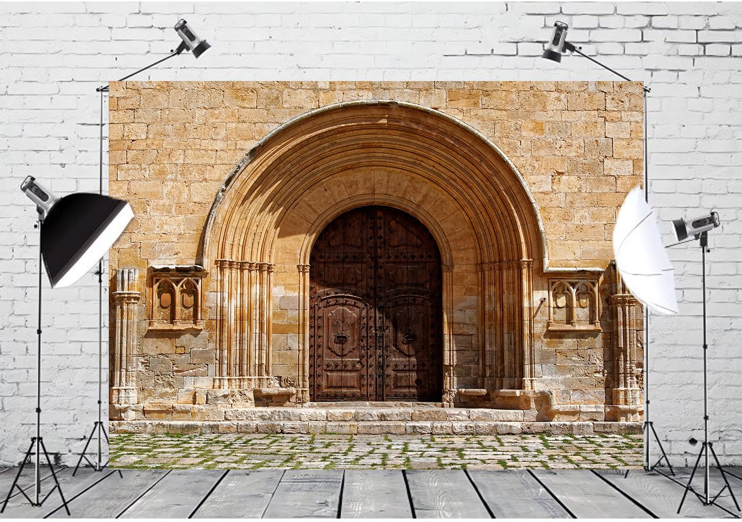 HANGYING Medieval Morocco Architecture Photography Backdrop,7x5ft Ancient City Gate Photo Background,Vintage Brick Wall Arched Door Holiday Travel Party Decor Portrait Photography Studio Props DX07WH