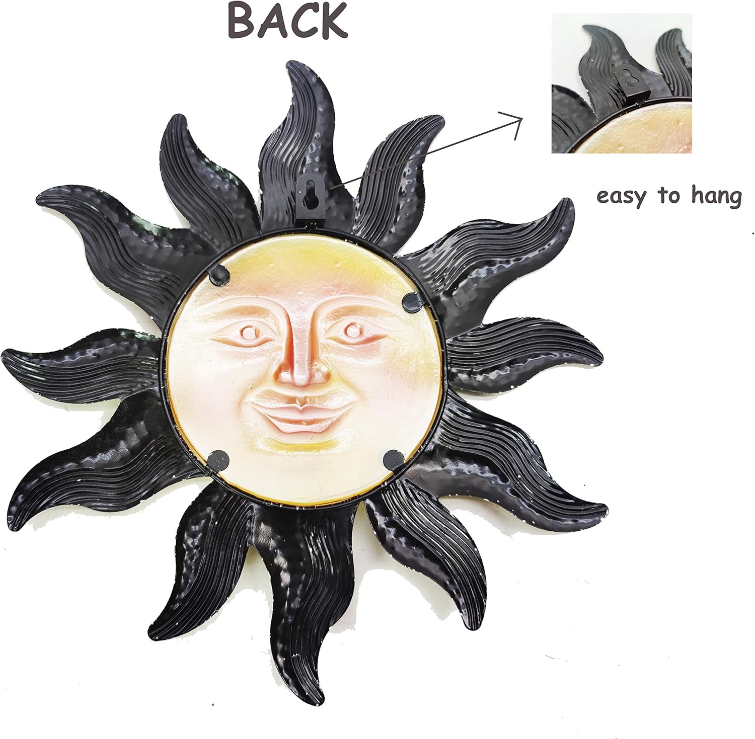 JOYBee Metal Sun Face Wall Art Decor-Sunface all Decor-Home Decor Artistic Sun Face Metal Wall Sculpture for Indoors or Outdoors Kitchen Farmhouse patio porch (13.25 * 12.5inch)