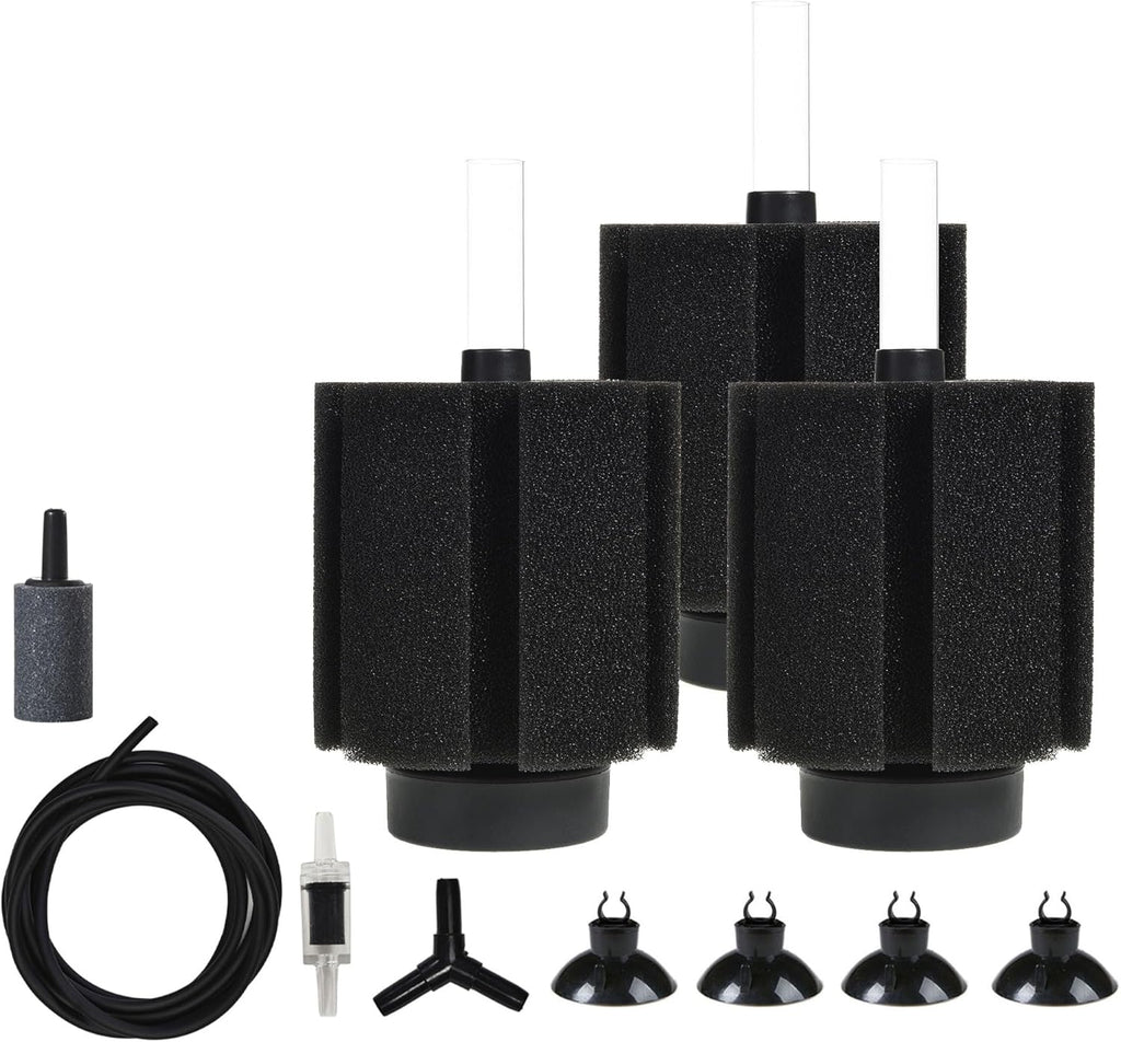 ALEGI Aquarium 75 Gallon Sponge Filter with Air Stone,75 Gallon Sponge Filter for Breeding Fry Betta Shrimp (3 pcs)