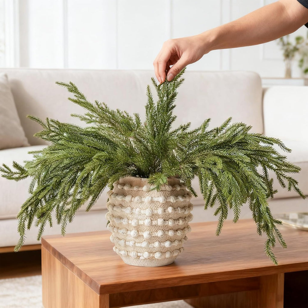 DN DECONATION Artificial Christmas Norfolk Pine Stems, Faux Pine Branches 35.4" 6PCS - Real Touch PE Greenery Fake Pine Needles for Vase Arrangements, Winter, Holiday Indoor Outdoor Home Decor