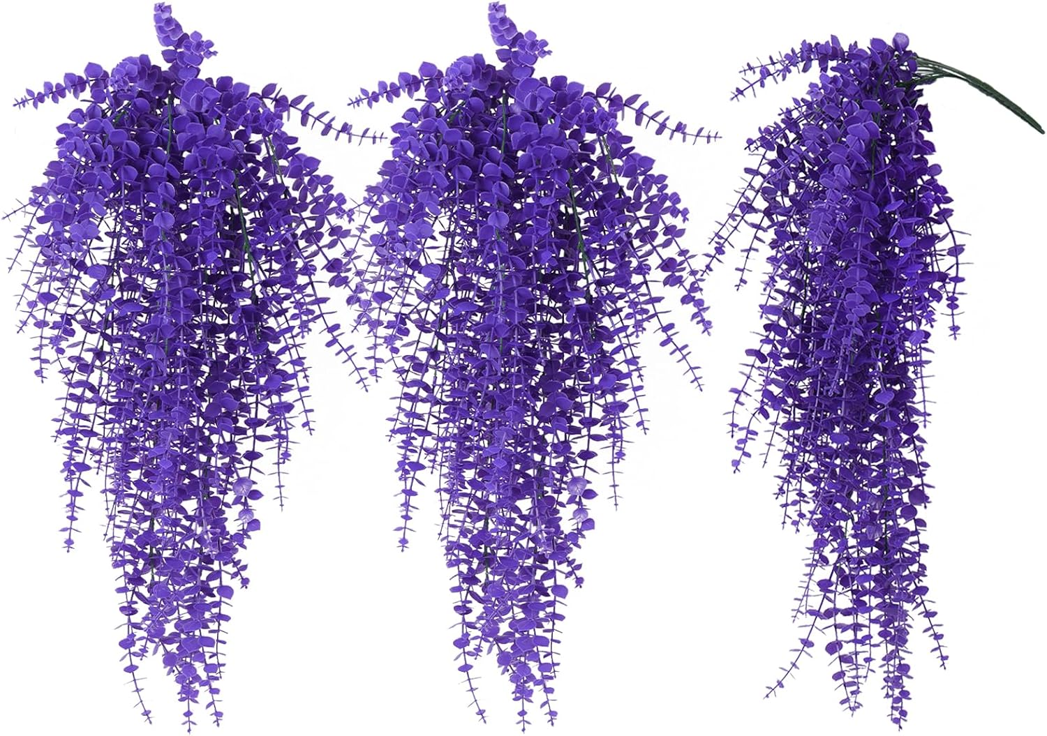 RECUTMS Artificial Hanging Plants Fake Plants Greenery Vines Aritificial Plants Eucalyptus Purple Leaves Hanging Vines Plant Colorful Outdoor Faux Vines Wall Decoration(Pure Purple)