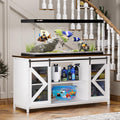 80 Gallon Aquarium Stand With Power Outlets, Farmhouse Fish Tank Stand, Reptile and Terrarium Stand with Cabinet Storage, Sturdy Heavy Duty 58.9" 19.7", White